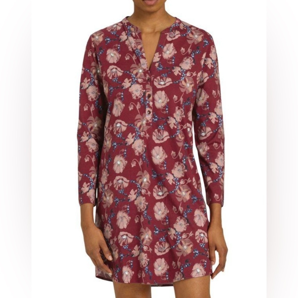 Hanro Floral Patterned Top in Burgundy and Pink